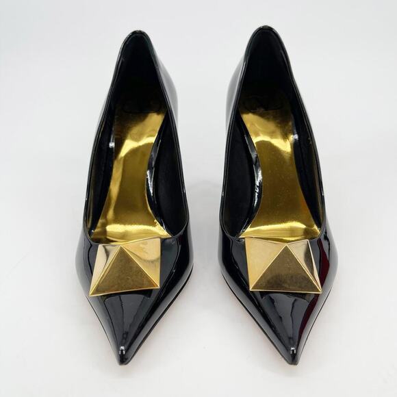 Valentino Garavani Black Patent Leather One Stud Pointed Toe Pump Heel EU 37 - Picture 7 of 14